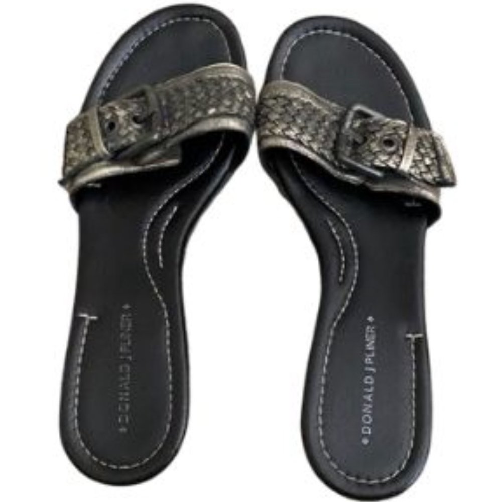 Donald J. Pliner Metallic Silver Platform Sandals